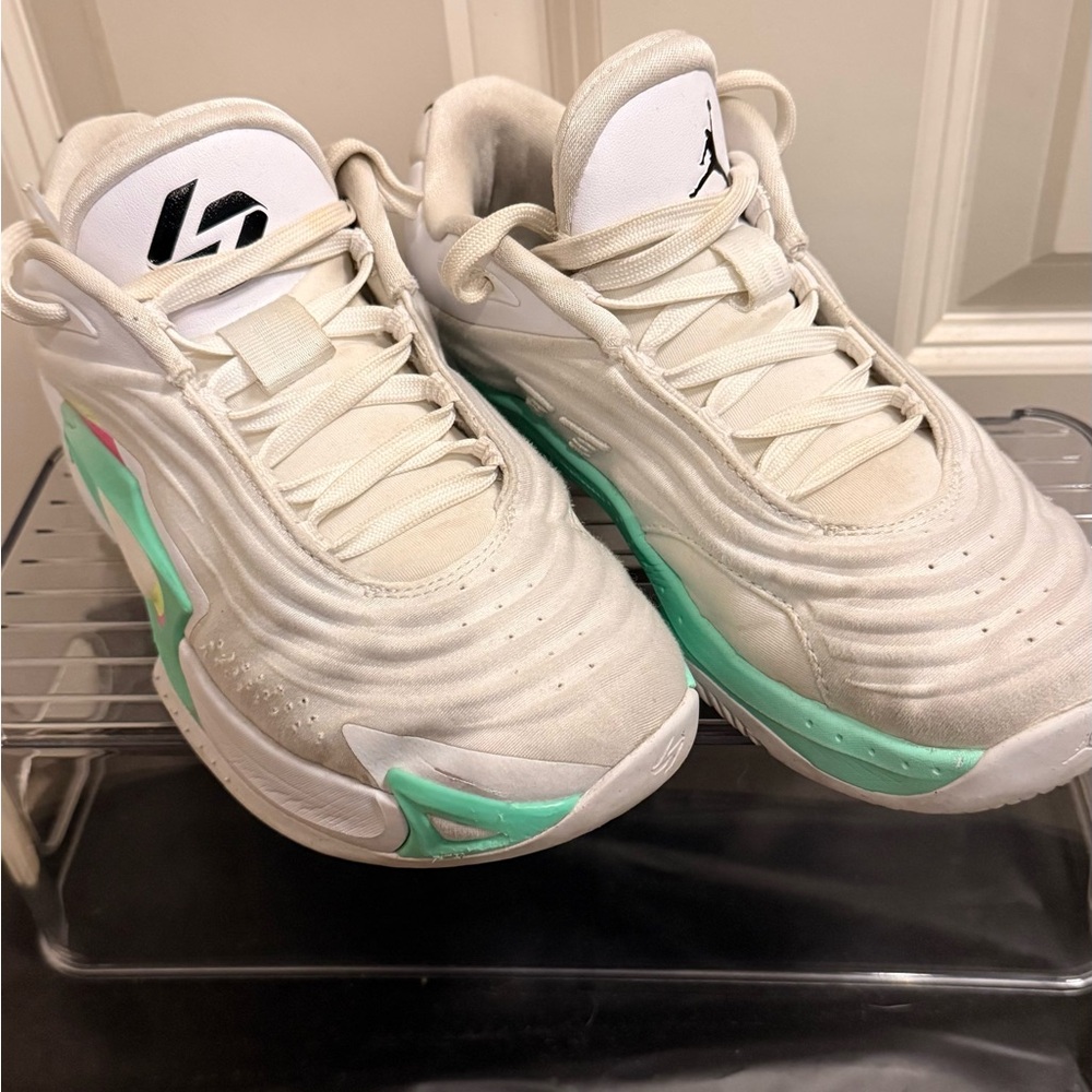 Nike Luka 3 Basketball Shoes White with Green and Pink Accents
